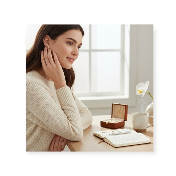 new Pave Cubic Zirconia Polaris Stud Earrings ❉ 14KT Gold Plate Sterling Silver - Picture 14 of 16